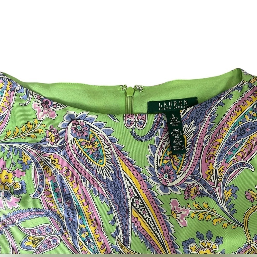 Lauren Ralph Lauren Silk Paisley Print Sleeveless Shift Dress Size 8 - Picture 3 of 6